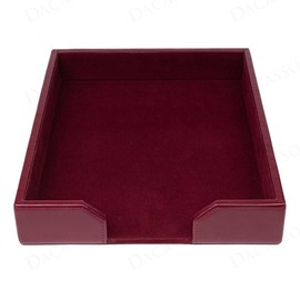 Dacasso Burgundy Bonded Leather Luxury Letter Tray Holder & Paper Organizer for Desk - Executive Desk Decor & Office Organization Essential