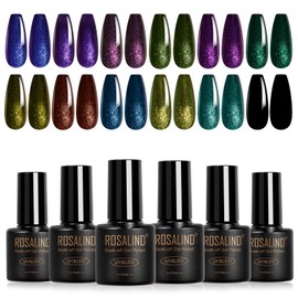 ROSALIND Chameleon Gel Polish - 12 Colors Aurora Shimmer Gel Nail Polish Set Multicolor Gradient Effect Soak Off UV Set Sparkle Chrome Nail Art Collection Manicure Gift for Women