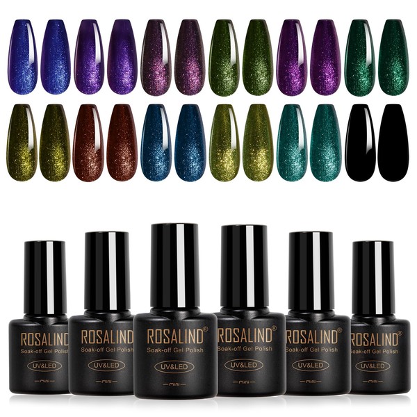 ROSALIND Chameleon Gel Polish - 12 Colors Aurora Shimmer Gel