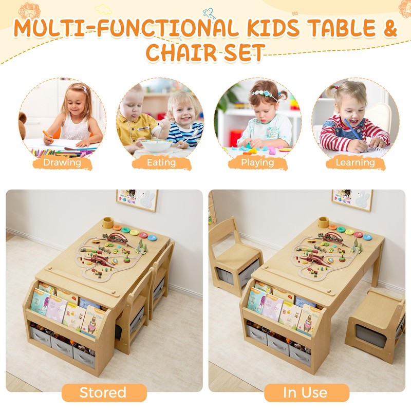 5-in-1 Kids Art Table and Chairs, Toddler Table and Chair