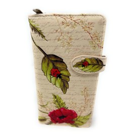Shag Wear Ladybugs and Poppies Large Nature Wallet for Women and Teen Girls Vegan Faux Leather Beige 7"