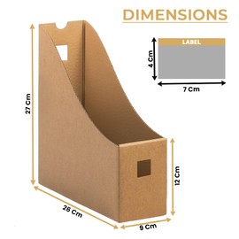 LSC Magazine File Holder Pack of 5 Cardboard Box A4 File Organiser Box with Labels File Holder Document Organiser for Desk Organizer File Divider Magazine Rack for School Office Home (Pack of 5)