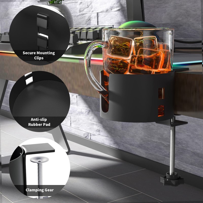 Large Desk Cup Holder, YYP Anti-Spill Cup Holder for Desk