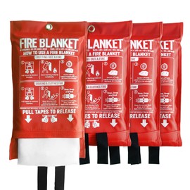 KingtooSize KingtooSize Fire Blanket for Kitchen and Home,40" x 40", Fiberglass Emergency Fire Blanket,4 Pack