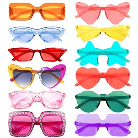 SUNOVELTIES 12 Mixed Style Multicolor Sunglasses Retro Party Favors Bulk Classic Eyewear Costume Glasses for Women