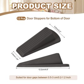 PATIKIL Door Stoppers for Bottom of Door, 12 Pack Sturdy Stackable Rubber Door Stopper Wedge for Tile Concrete Carpet Wood Heavy Duty Door, Brown