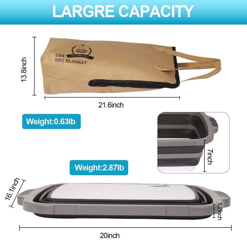 GuanBoXin Collapsible Large BBQ Prep Tub 16L & BBQ Resting