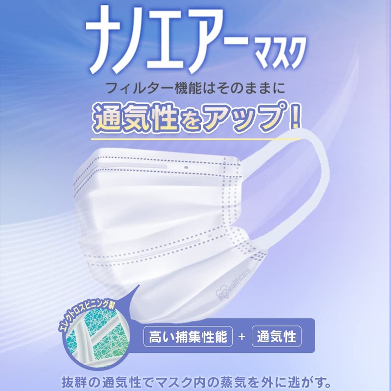 Iris Ohyama PK-NI7L Non-Woven Nano Air Mask, Pleated Mask, Pack