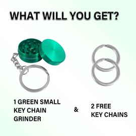 yacool Mini Metal Spice Grinder, Manual 1.18 inch Green Crusher Grinder, with 2 25mm Key Chain Rings, Portable Cute Key Chain Grinder for Men and Women