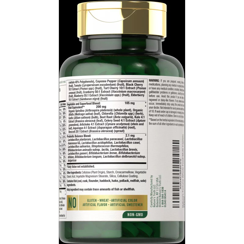 Nature's Fortune Whole Food Multivitamin with Probiotics | 120 Caplets