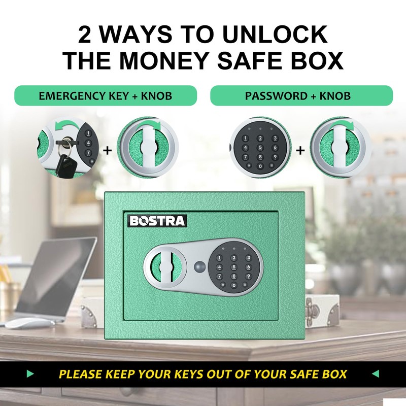 Bostra Fireproof Safe Box with Sensor Light & Fireproof Bag,