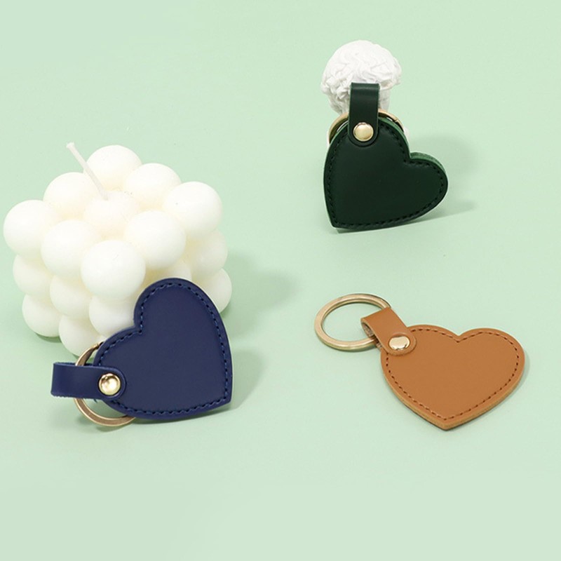 MinnowXY Set of 6 Colorful Heart Shaped Keychain Leather Love