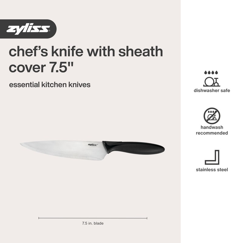 Zyliss Chef's Knife with Sheath Cover - Stainless Steel Knife