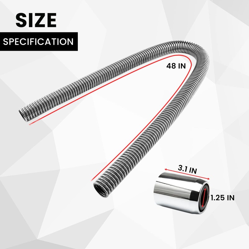 48" Flexible Radiator Hose Kit, Stainless Steel Coolant Water Hose