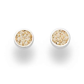 DUR Ladies Small Sand Kiss Sterling Silver Beach Sand Stud Earrings 8mm O4976, Silver, No Gemstone