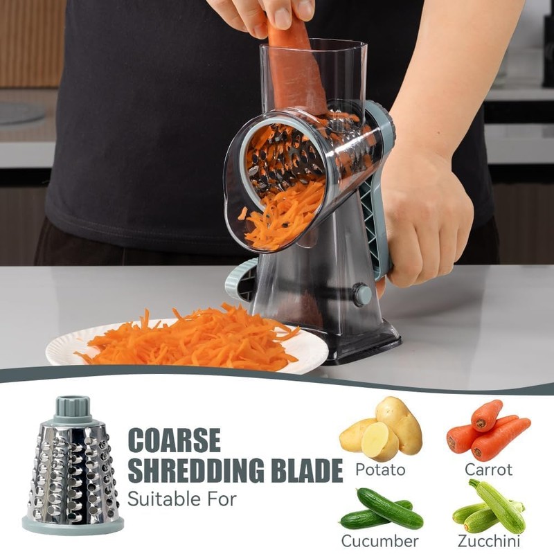 KEOUKE Rotary Cheese Grater Hand Crank Transparent - Shredder Slicer