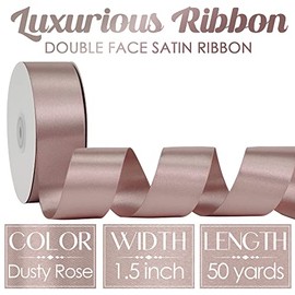 MEEDEE Dusty Rose Satin Ribbon 1-1/2 Inch Dusty Pink Ribbon Lux Satin Double Faced Satin Ribbon by 50 Yards Polyester Satin Ribbon for Crafts, Satin Weddings, Flower Bouquet, Holiday Decorating
