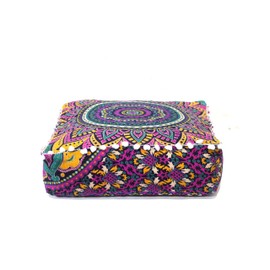 Mandala Mandala Barmeri Large Floor Pillow Cover Cushion Meditation Seating Ottoman Throw Cover Hippie Decorative Zipped Bohemian Pouf Ottoman Cases 24 " square (New Pink, 16" Square)