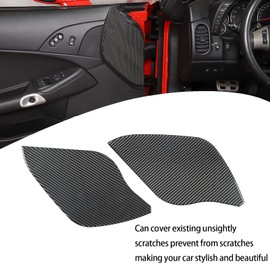 Lcojicep Real Carbon Fiber Side Door Body Bump Panel Protector Cover Trim Compatible with Corvette C6 Z06 ZR1 2005-2013, Inner Door Anti-Collision Strip Decoration Sticker Accessories, 2PCS (Black)