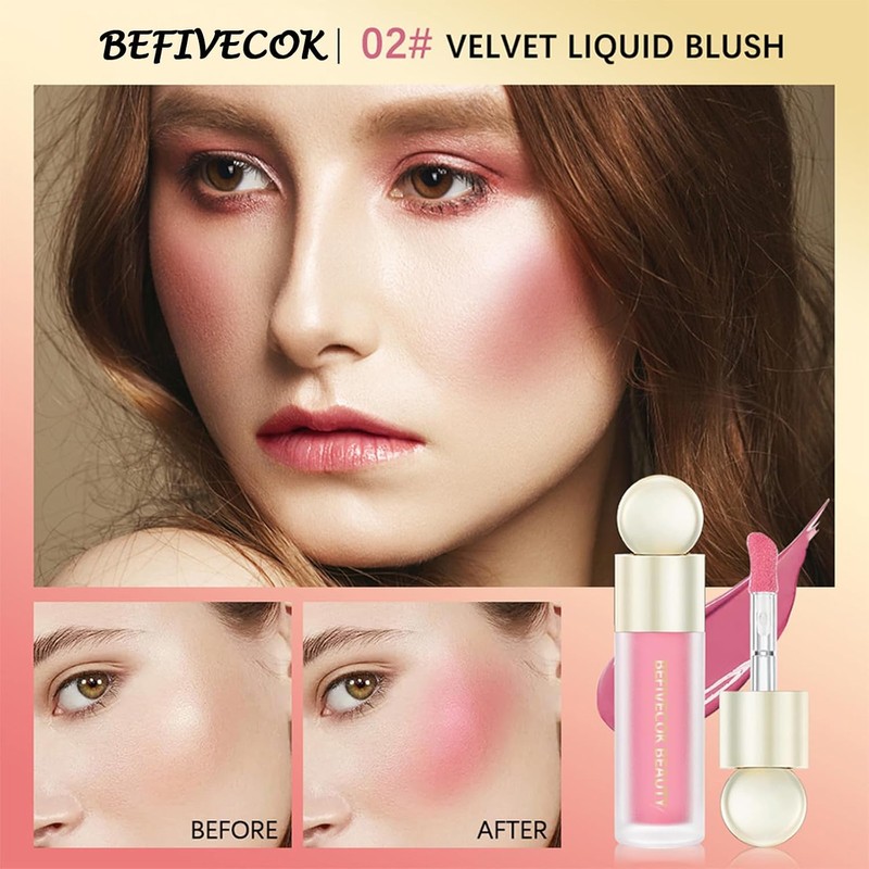 Rubor líquido aterciopelado mate – Rosa Melocotón 1.3 oz BEFIVECOK