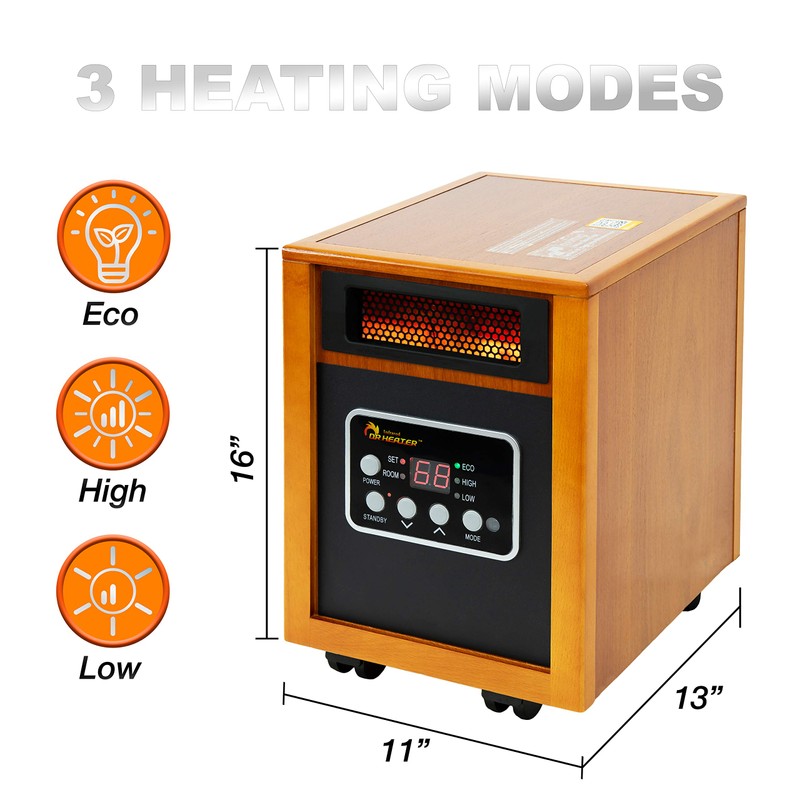 Dr Infrared Heater Portable Space Heater, Original, 1500-Watt, Cherry (Pack