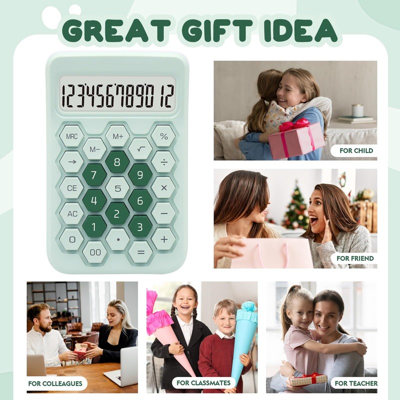 sportsvoutdoors Green Office Calculator - 12 Digit Large LCD Display,