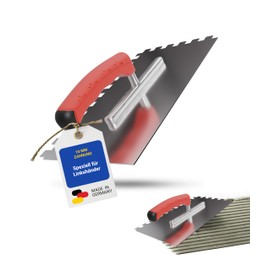Karl Dahm Soft Grip Toothed Trowel 10 mm for Left-Handed Users, Professional Smoothing Trowel, Stainless Steel, Ergonomic Handle, Fatigue-Free, Made in Germany, 13642