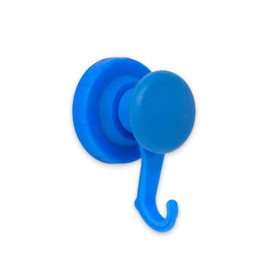 FIRST4MAGNETS Blue Rubber Coated Neodymium Magnet with Swivel Hook for Holding Rope, Wires and Clothing - 43mm Dia - Pack of 10