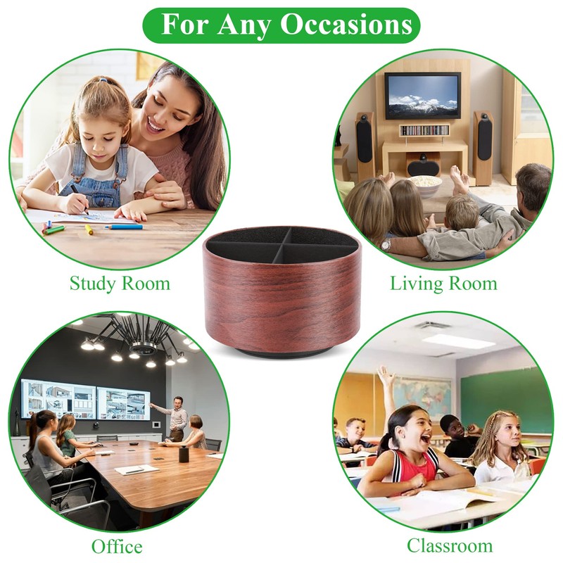 Hennaja Round Leather Art Supply Organizer,Remote Control Holder,360 Degree Spinning,Multi-Functional