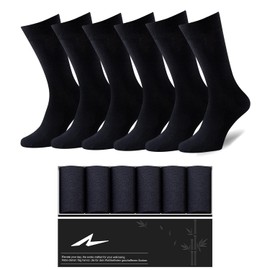 Niorasen Mens Dress Socks, 6 Pairs Soft Breathable Bamboo Rayon Socks, Classic Mid Calf Sock for Men with Exquisite Box
