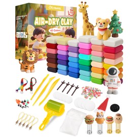 cyctravel Air Drying Modelling Clay - 42 Colours Air Drying Clay DIY Modelling Clay Air Drying Includes Tools and Christmas Accessories, Modelling Clay Children for Children from 3 Years