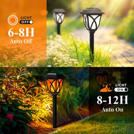GIGALUMI Solar Lights Outdoor Waterproof, 6 Pack Flickering Flame LED Lights, Garden Decor for Yard, Patio, Landscape, Planter, Walkway