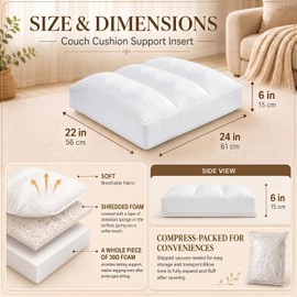 Couch Cushion Replacement 22" x 24" x 6" Sofa Cushion Replacement