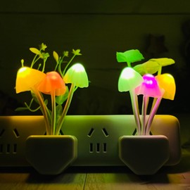 ZEZHOU ZEZHOU Sensor Mushroom Night Light - 2 Pack Color Changing Plug-in Wall LED Mushroom Dream Bed Lamp for Kids Adults Stocking Stuffers Ideas Birthday Gift Cute Nightlight