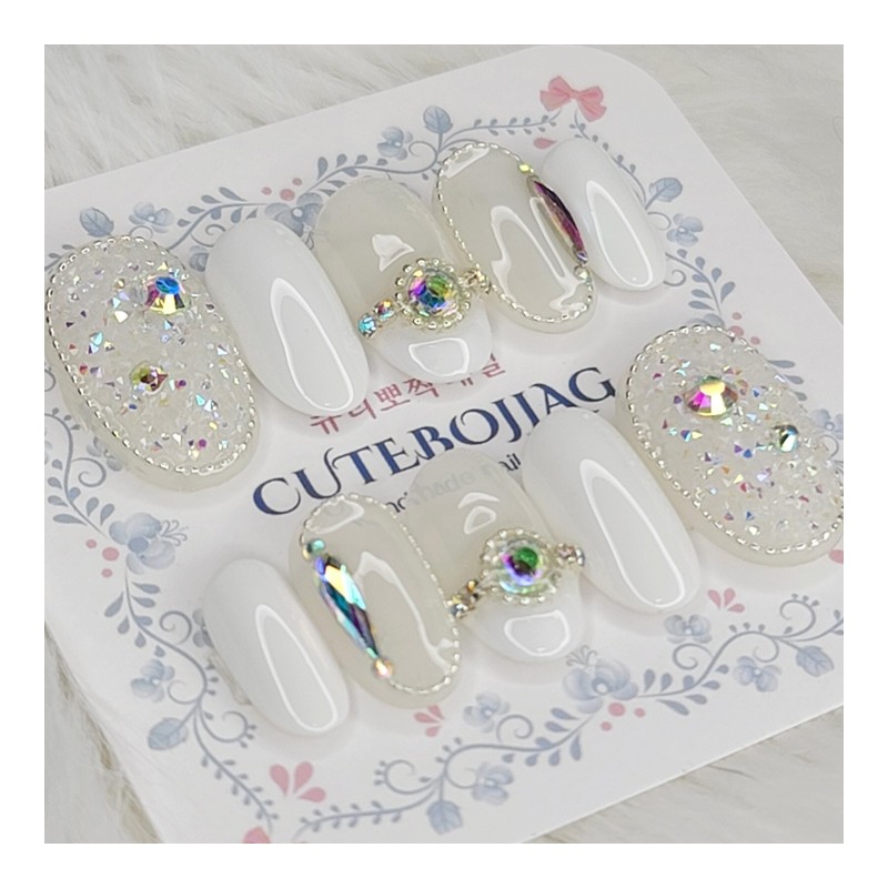 Aurora Pixie Wedding Handmade Nail Tips - Stiletto L /