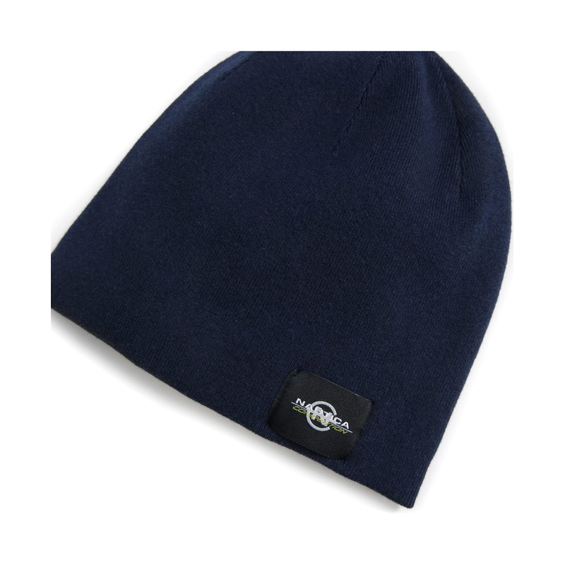 Nautica Men's Competition Sustainably Crafted Logo Beanie, Navy, OS
