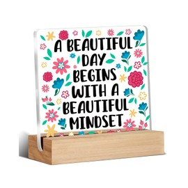 Inspirational Decor - Office Desk Decor Gifts for Coworker Employee Friends Boss, Stand-Cheer Up Gift for Friends Women, Cute Desk Accessories Acrylic Office Home Signs Decorations 4 x 4 Inches