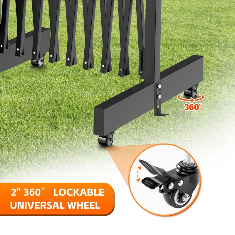 16 FT Industrial Metal Expandable Barricade，Retractable Traffic Fence with Casters,