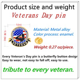 DISCAO 12/25/50/100 pieces Veteran brooches pins enamel American veteran's pin USA Veterans lapel pin Memorial Day pin for Clothes Backpack Hat Military patriotic Decoration Souvenir gift badge bulk (100)