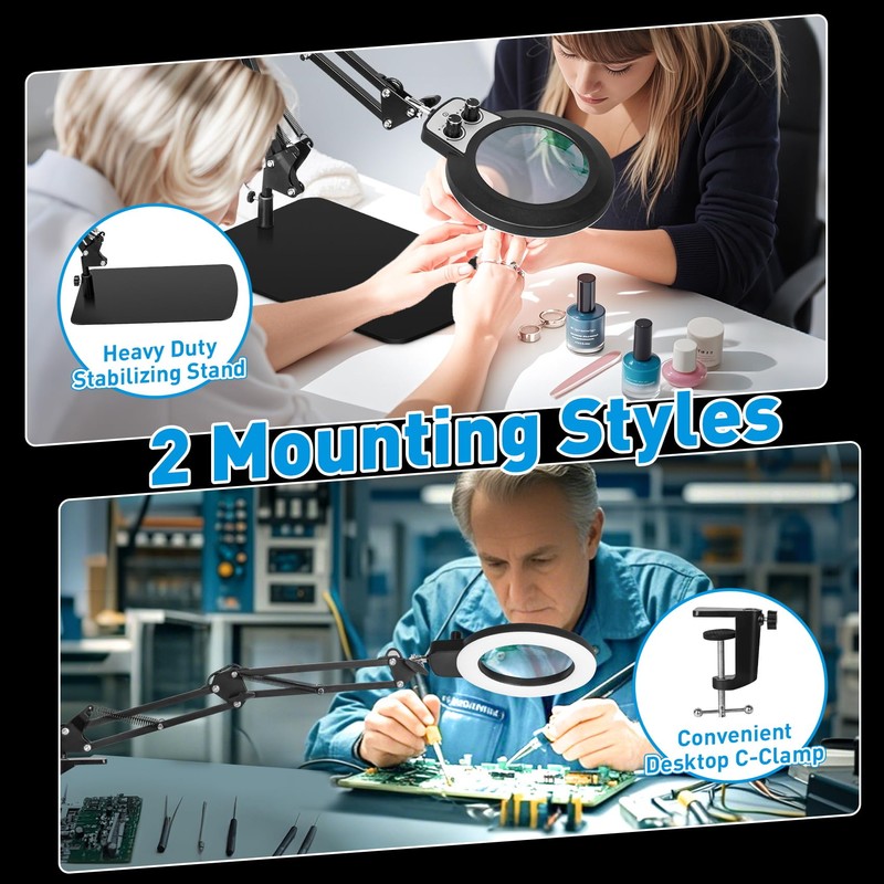 KIRKAS 10X Magnifying Glass with Light and Stand, 2-in-1 Any