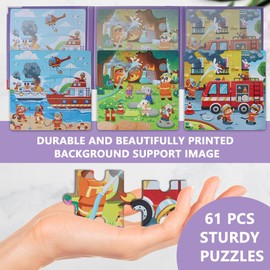 Magnetic Puzzle, Children's Puzzle, Fire Extinguishing Puzzle for Children, 61 Pieces Magnetic Puzzle for Travel Children, 3-in-1 Magnetic Puzzle, Educational Toy, Promotes Motor Skills +