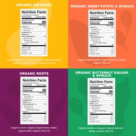 Serenity Kids 6+ Months Veggie Puree Organic Baby Food Pouches - No Added Sugar, Allergen-Free & BPA-Free Baby Snacks - 3.5 Oz, 8 Pack