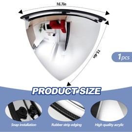 Suzile 1 Piece Quarter Dome Mirror High Viewing Angle Safety Mirror Security Mirror Corner Mirror Acrylic Convex Mirror for Blindspot (26 Inch)