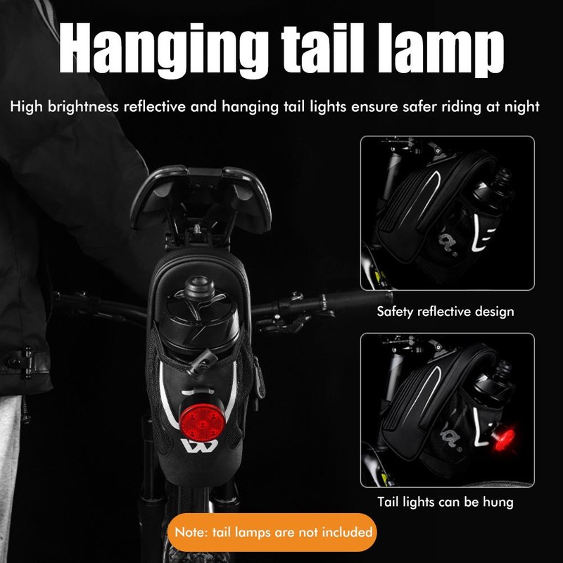Bike Seat Bag Waterproof Reflective Saddle Bag with Water Bottle