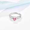 praymos Celtic Knot Heart Birthstone Rings 925 Sterling Silver Adjustable