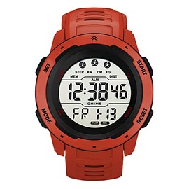 SPYMINNPOO Digital Sports Watch, Multifunctional Waterproof Luminous Timing Mens Sport Running Watch for Outdoor (Red)