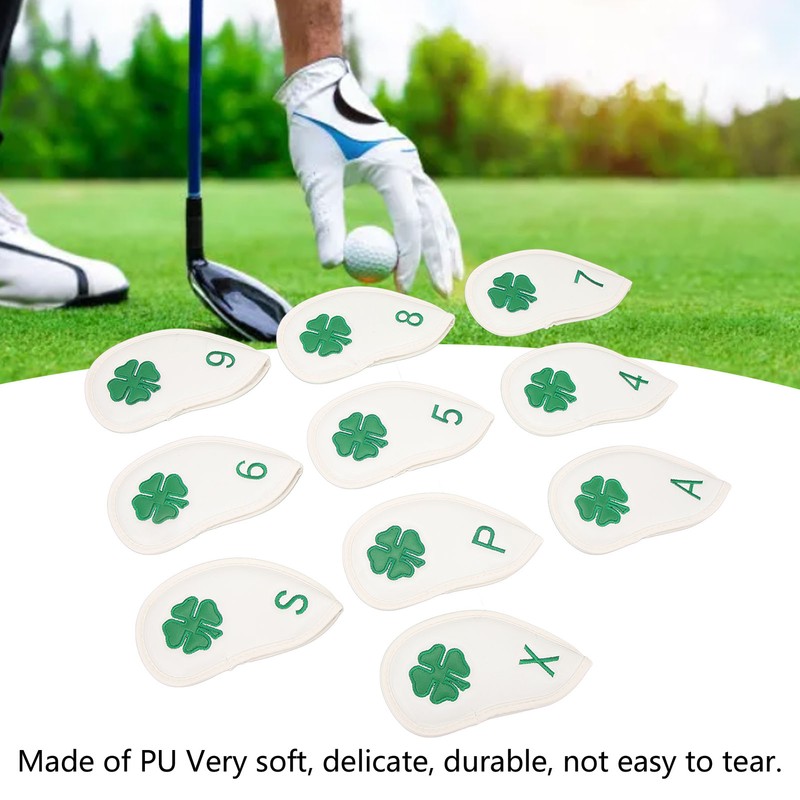 10 PCS Golf Club Head Covers Four Leaf Clover Pattern