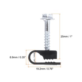 sourcing map 50pcs Single Coaxial Cable Clips 1/4" (6mm) Screw Clip Electrical Wire Cable Holder Plastic Wire Clamps for Cords Management, Black
