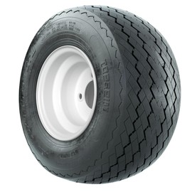 GTW 8 Inch Golf Cart Wheel and Tire Combo | 18x8.5-8 Topspin Plus Sawtooth Street/Course Tires on White Steel Wheels | Set of 4 Mounted
