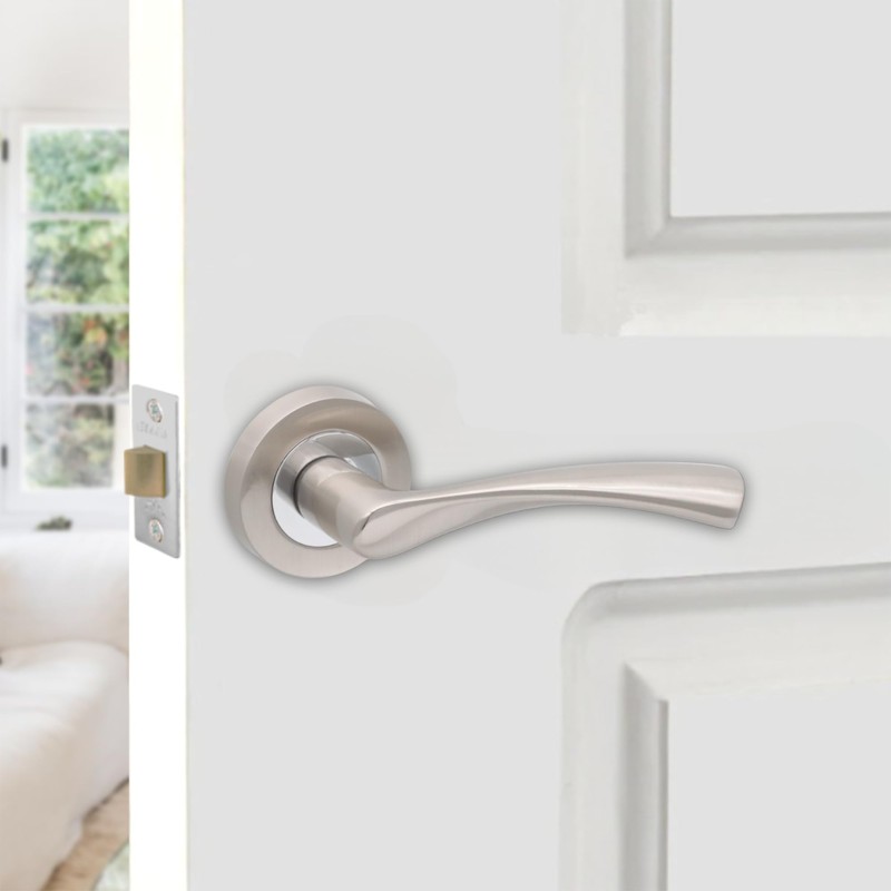 Infinity Decor Twisted Lever Door Handles on Rose - Latch